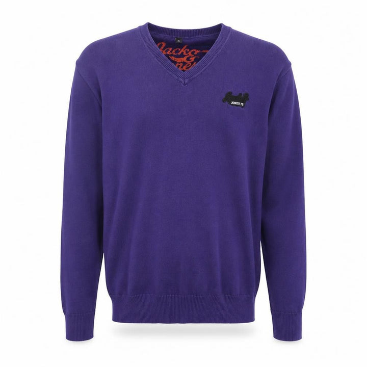 Jack & Jones Men's Purple V-Neck Pullover Jumper S