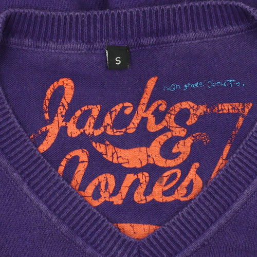 Jack & Jones Men's Purple V-Neck Pullover Jumper S