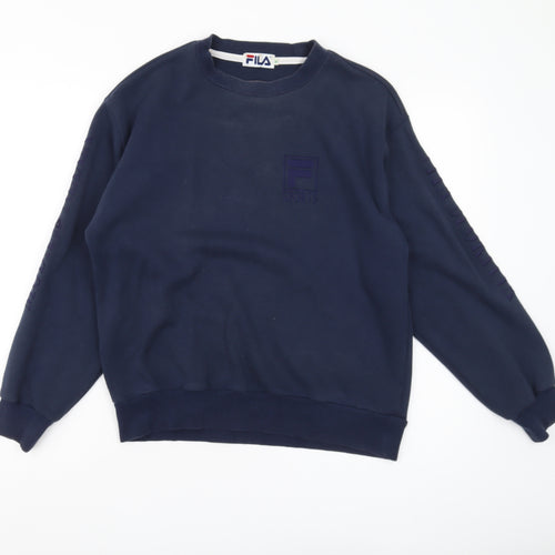Fila Men's Blue Sweatshirt M Pullover Logo Crew Neck