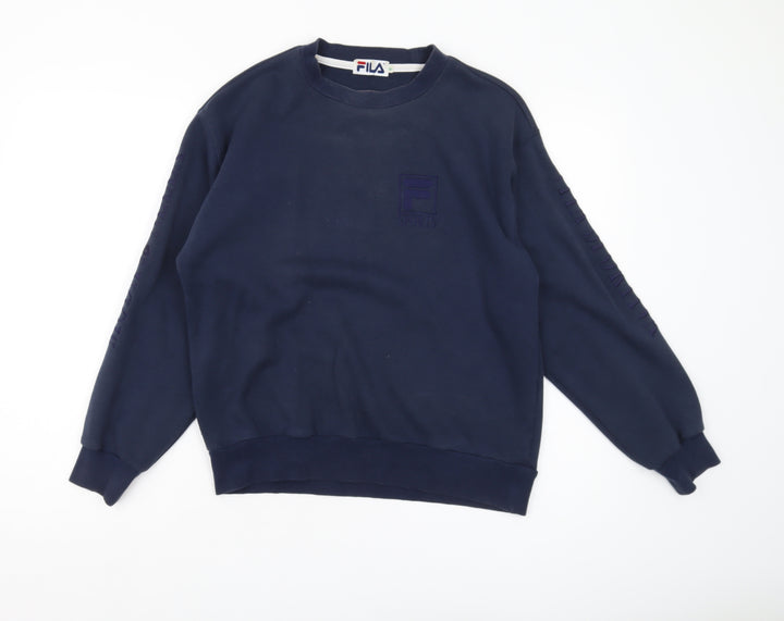 Fila Men's Blue Sweatshirt M Pullover Logo Crew Neck