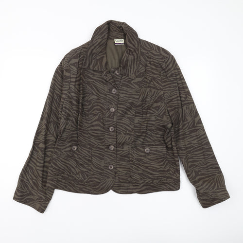 Viyella Women's Petite Green Animal Print Jacket, Size 16