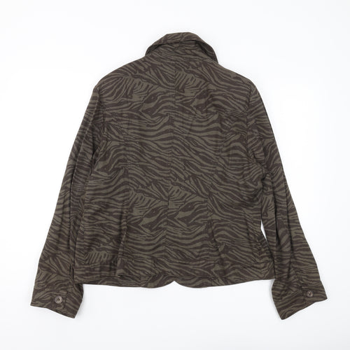 Viyella Women's Petite Green Animal Print Jacket, Size 16
