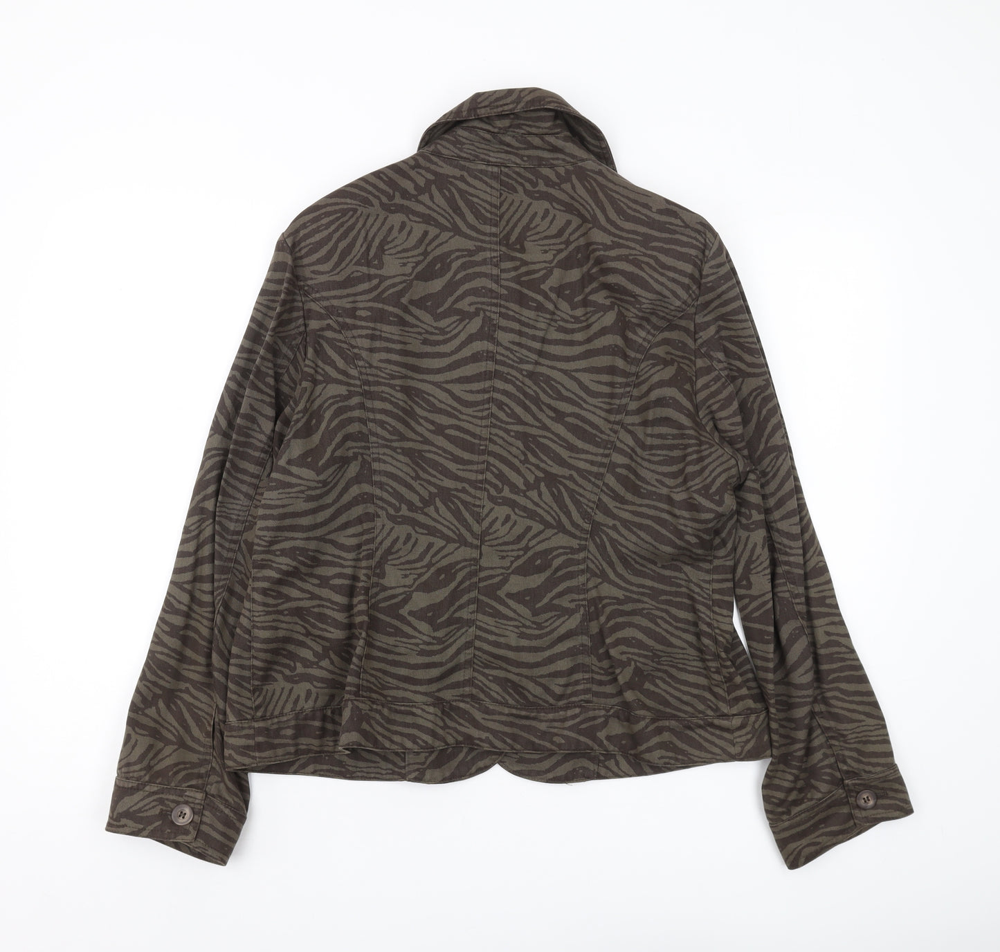 Viyella Women's Petite Green Animal Print Jacket, Size 16