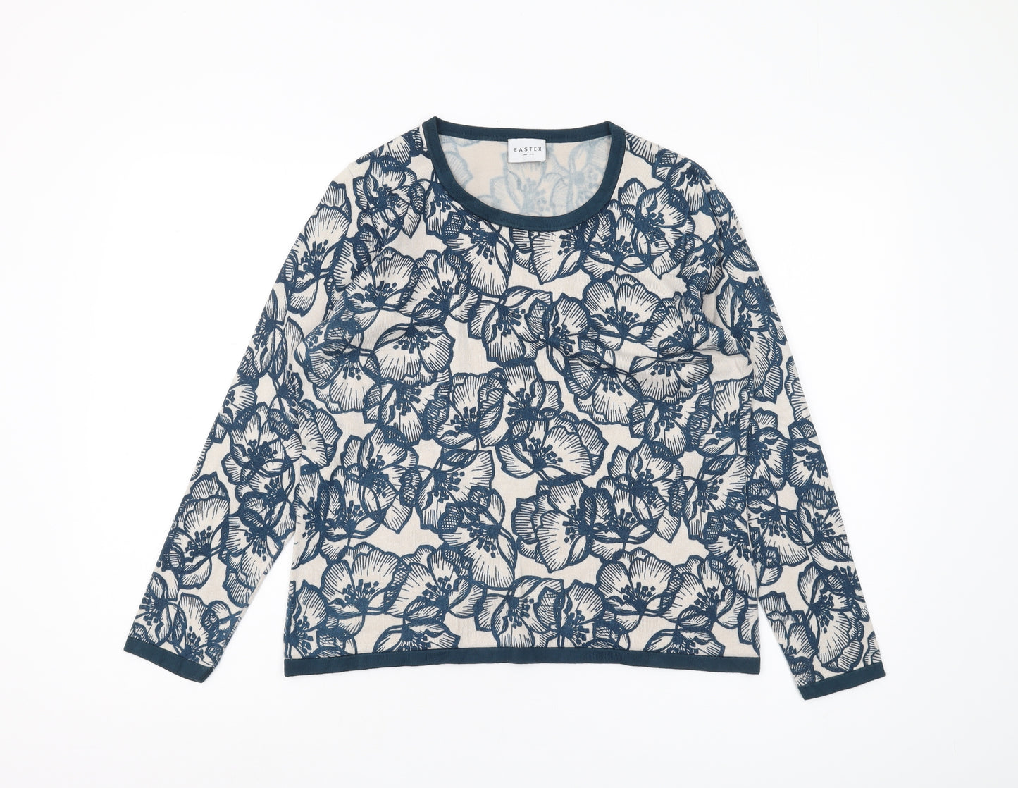 Eastex Women's Blue Floral Pullover Jumper Size 12