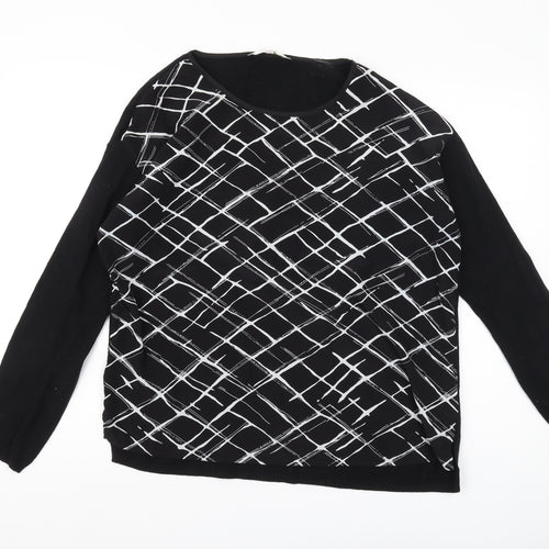 Jasper Conran Women's Black Geometric Pullover Jumper Size 14