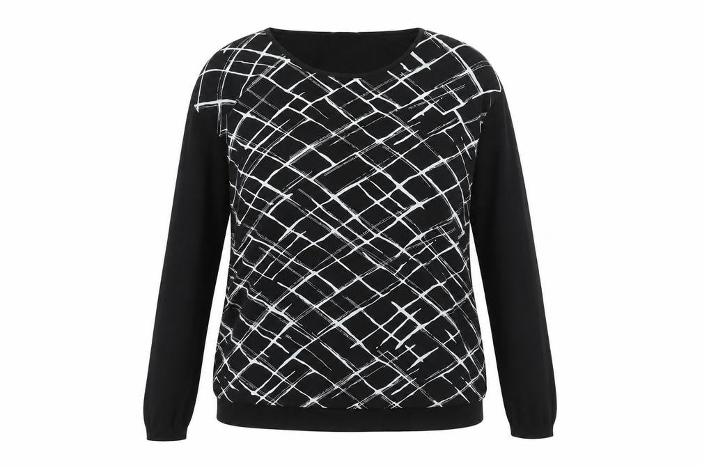 Front view of Jasper Conran Women's Black Geometric jumper, size 14