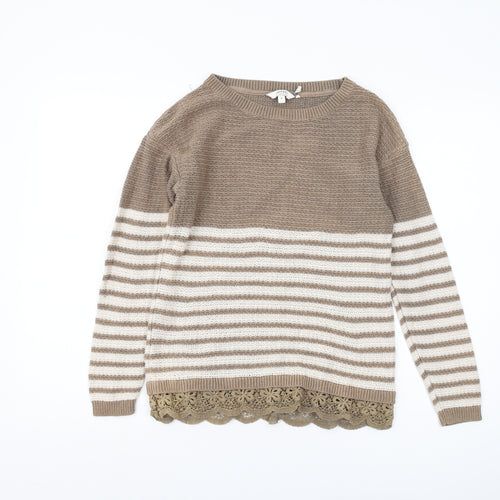 FatFace Women's Brown Striped Pullover Jumper Size 8