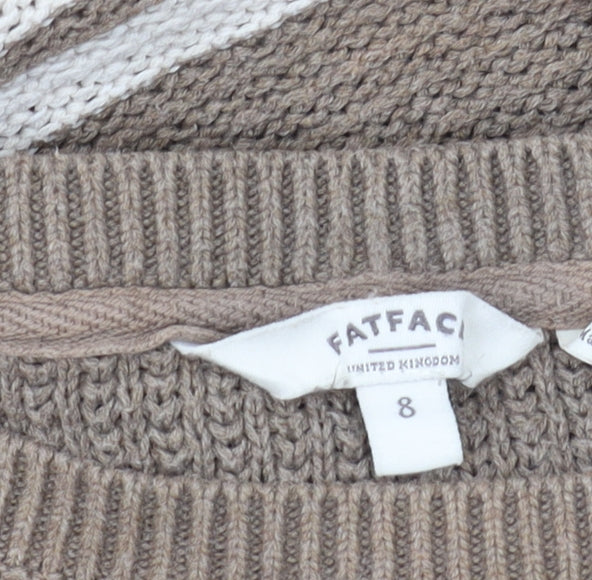 FatFace Women's Brown Striped Pullover Jumper Size 8