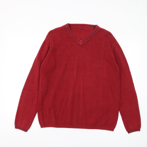 Guise Men's Red V-Neck Pullover Jumper, Size S
