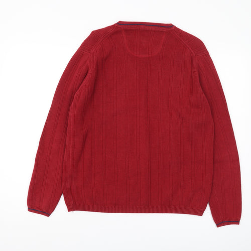 Guise Men's Red V-Neck Pullover Jumper, Size S