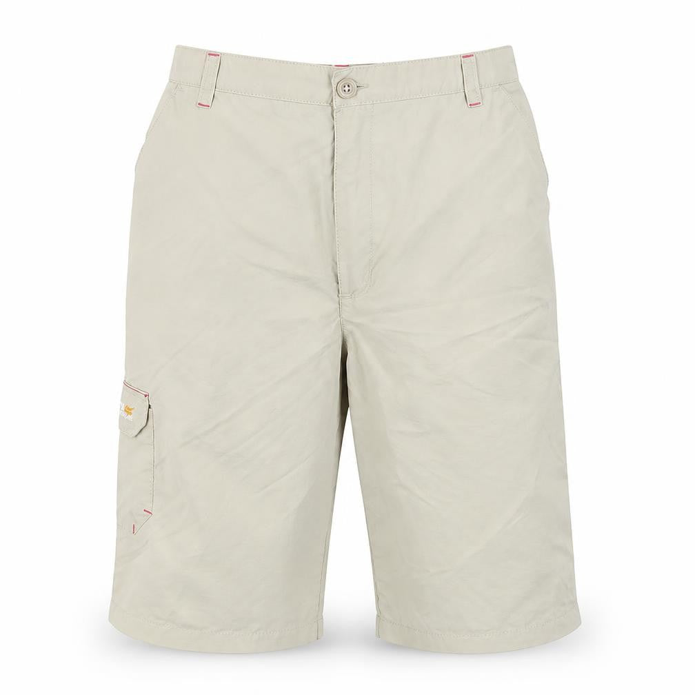 Front view of Regatta boys’ beige cargo shorts l casual hiking