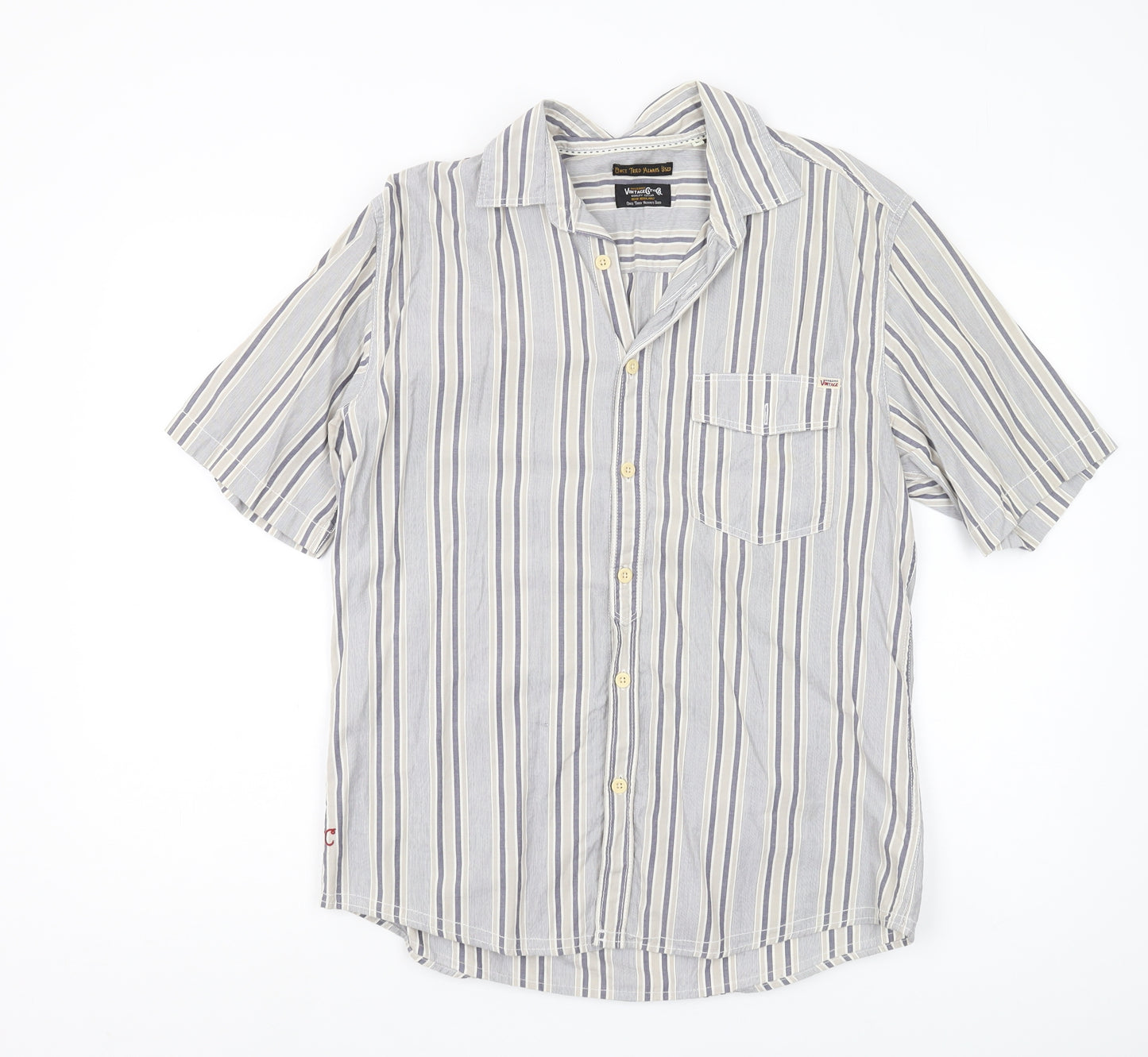 Jack & Jones Men's Beige Striped Cotton Shirt, S/S