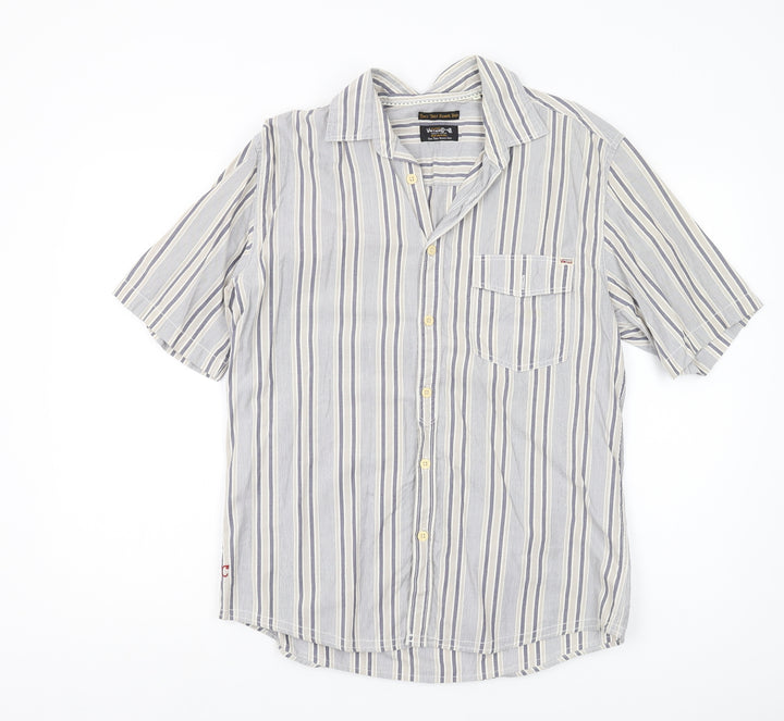 Jack & Jones Men's Beige Striped Cotton Shirt, S/S