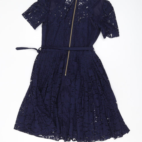 Whistles Women's Blue A-Line Lace Knee Length Dress Size 10