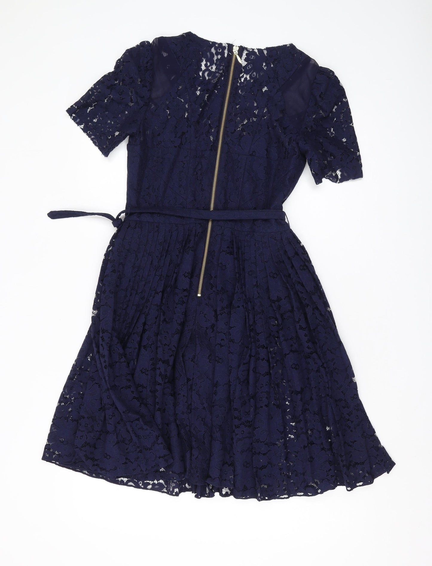 Whistles Women's Blue A-Line Lace Knee Length Dress Size 10