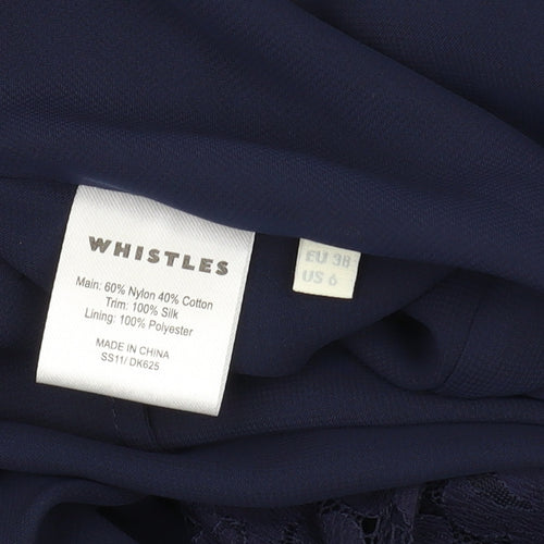 Whistles Women's Blue A-Line Lace Knee Length Dress Size 10