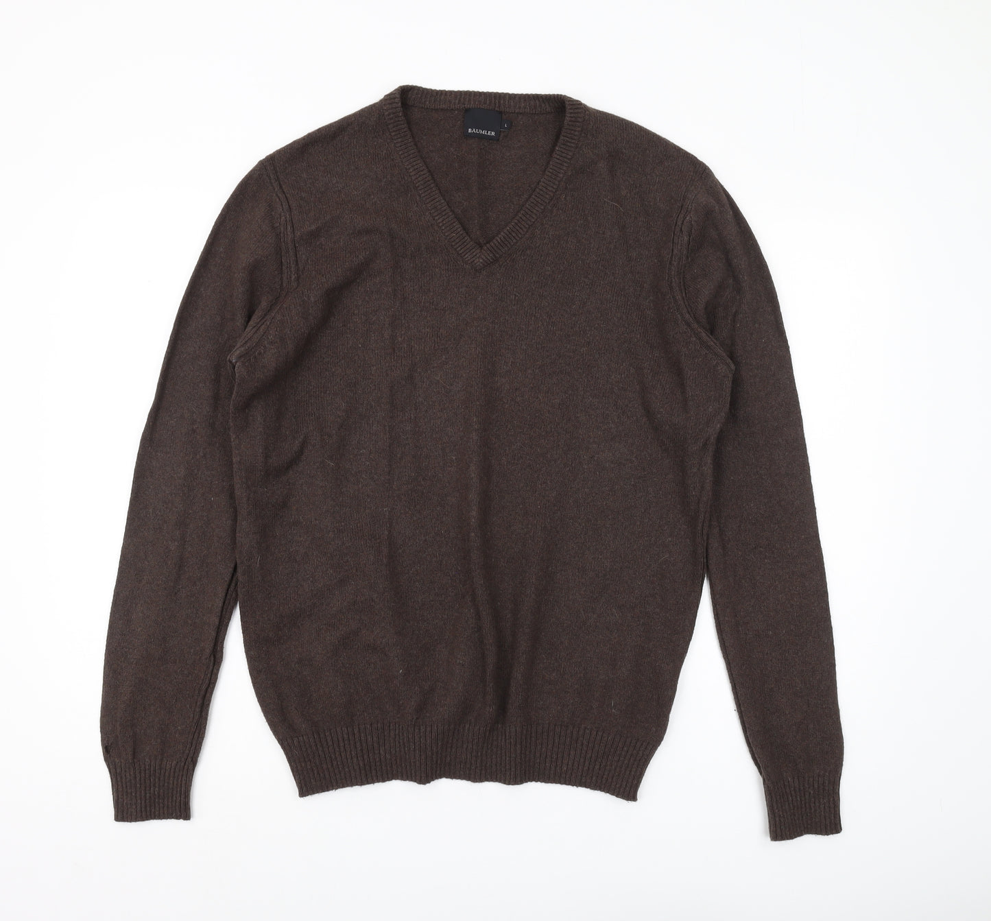 Bäumler Men's Brown v neck jumper, size L.