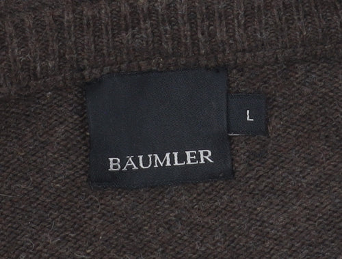 Bäumler Men's Brown v neck jumper, size L.
