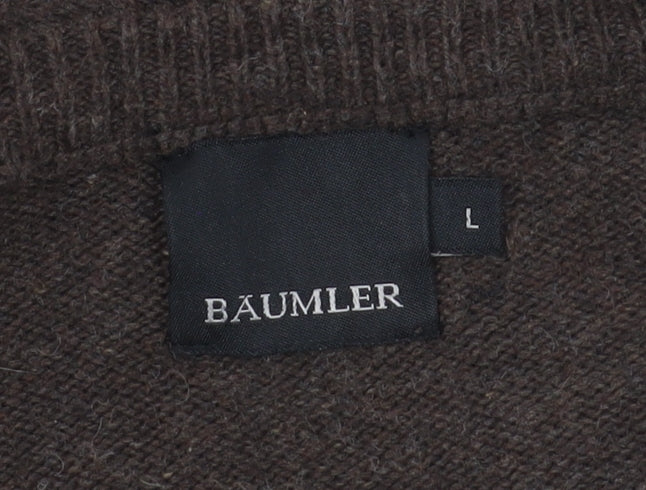 Bäumler Men's Brown v neck jumper, size L.