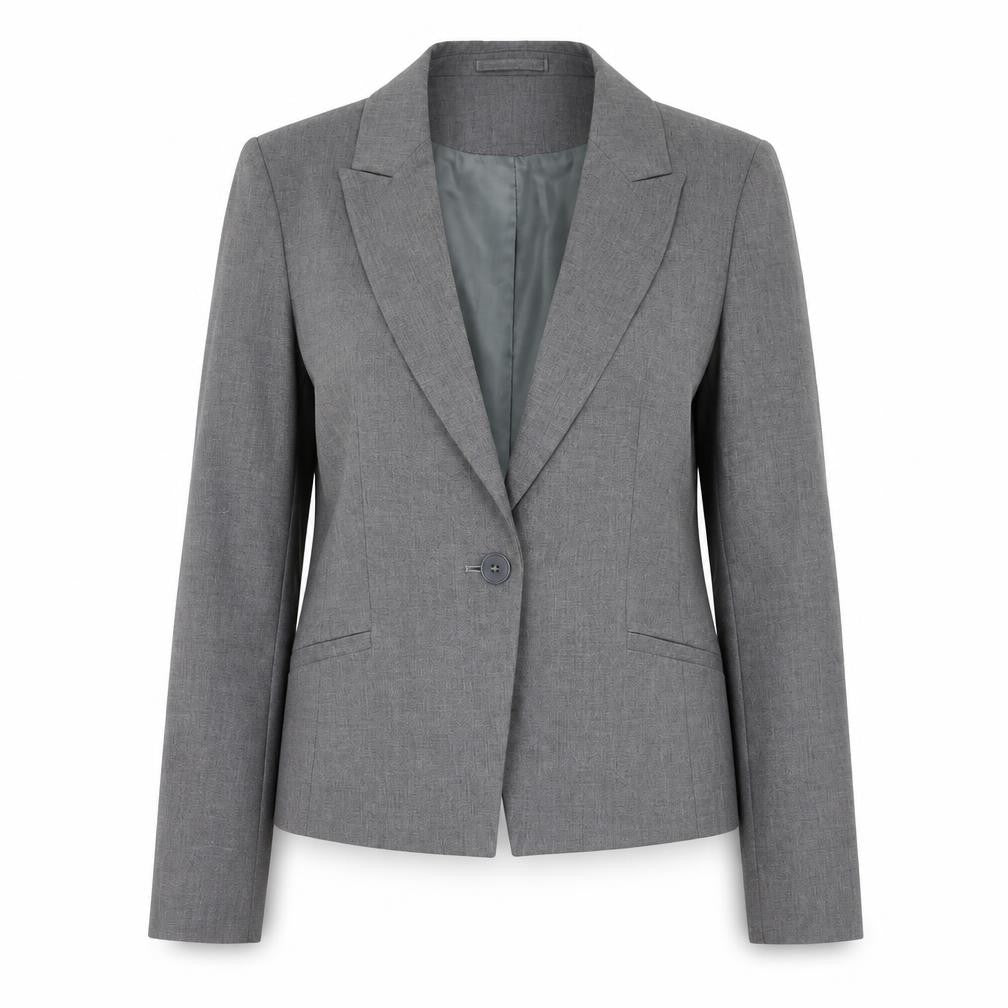 Front view of Jaeger Women's Grey Trouser Suit Blazer UK 12