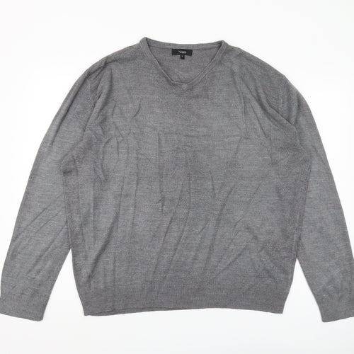 Thomas Nash Men's Grey Wool V-Neck Pullover Jumper L
