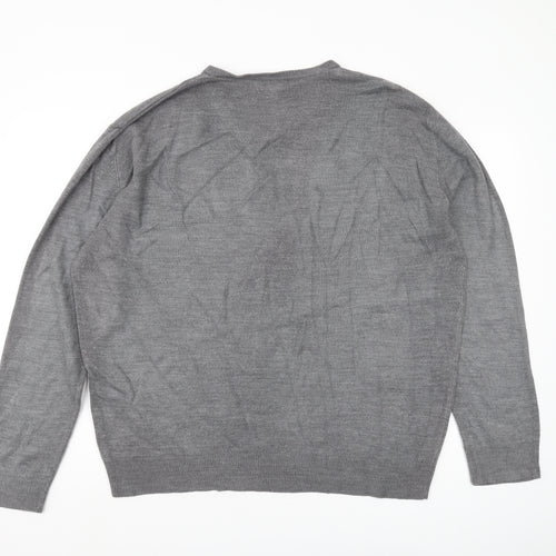Thomas Nash Men's Grey Wool V-Neck Pullover Jumper L