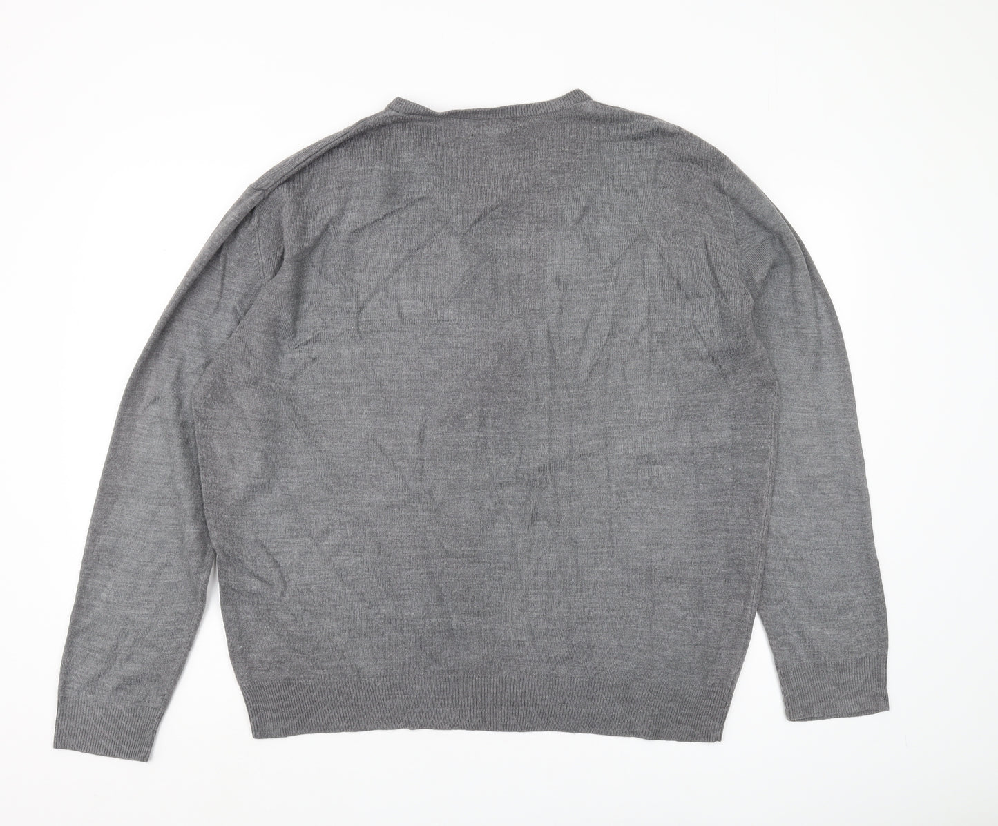 Thomas Nash Men's Grey Wool V-Neck Pullover Jumper L