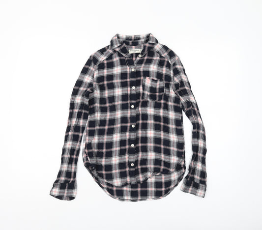 Front view of Abercrombie Kids girls’ multicoloured plaid button-up shirt 11-12y