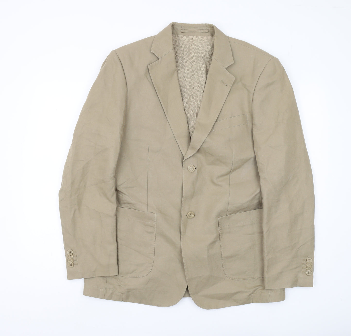 Rocha John Rocha Beige Linen Blazer - Men's 40 Regular