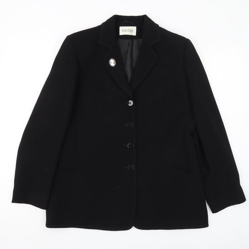 Eastex Women's Black Blazer Size 12 Lined Mid-Length
