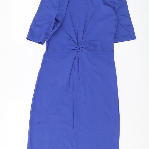 Jigsaw Women's Blue Sheath Dress, Size S, Knee-Length, 3/4 Sleeve
