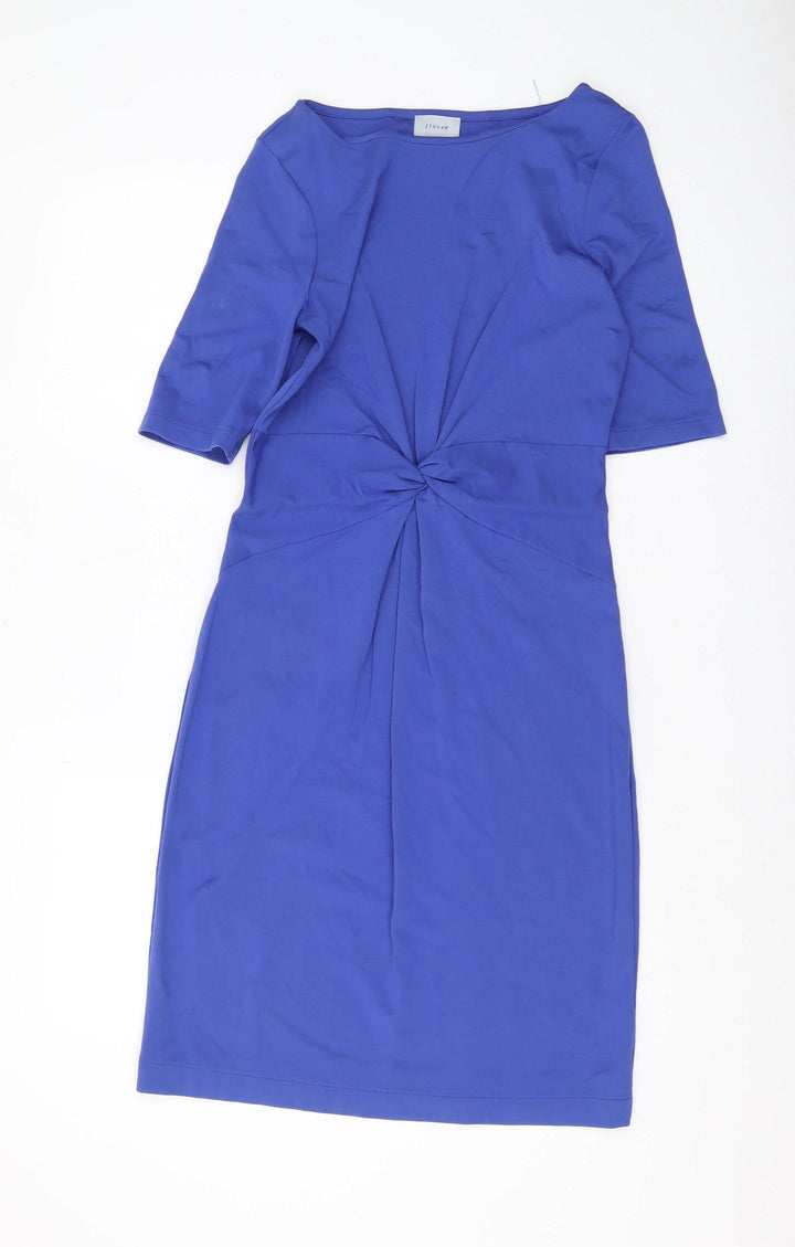 Jigsaw Women's Blue Sheath Dress, Size S, Knee-Length, 3/4 Sleeve
