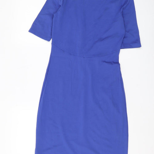 Jigsaw Women's Blue Sheath Dress, Size S, Knee-Length, 3/4 Sleeve