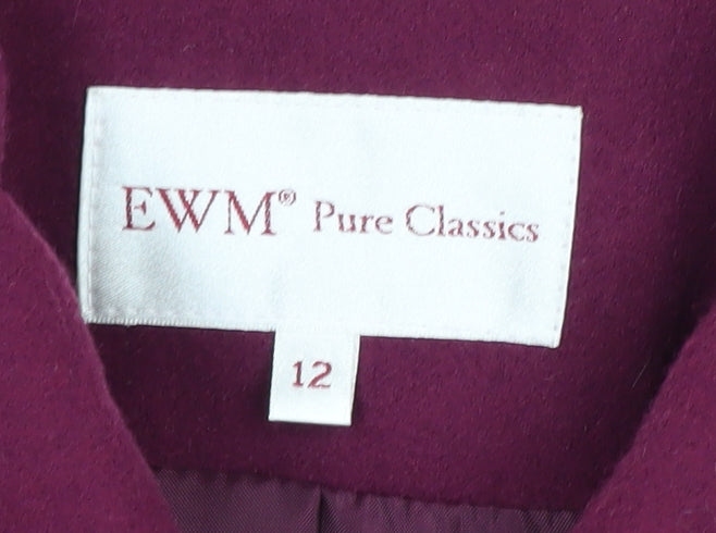 EWM Women's Purple Pea Coat, Size 12, Mid-Length
