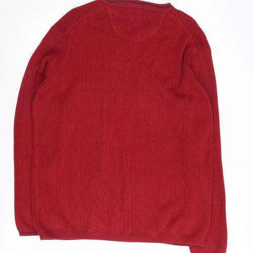 Guise Men's Red V-Neck Jumper Size S Cotton Pullover