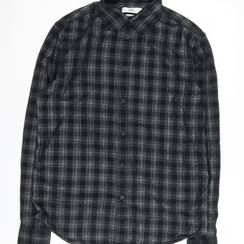 Marks and Spencer Men’s Black Check Shirt, Size S