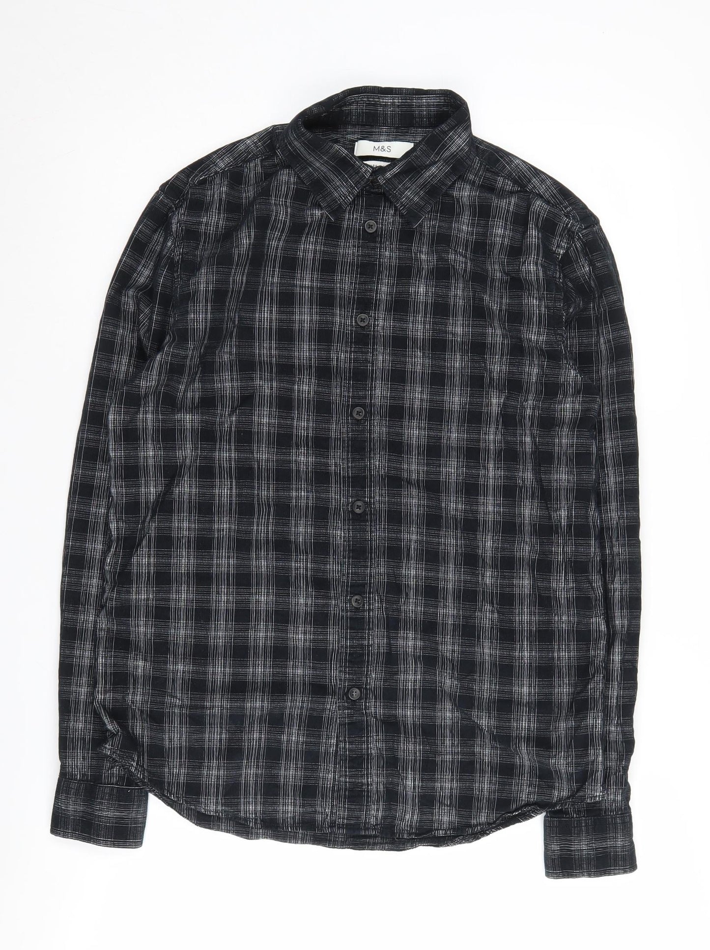 Marks and Spencer Men’s Black Check Shirt, Size S