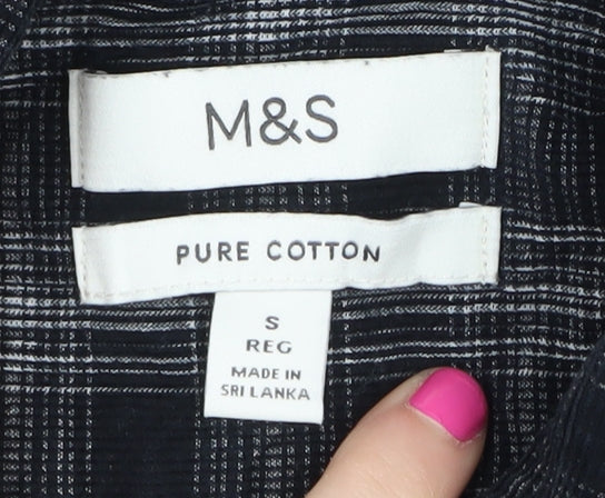 Marks and Spencer Men’s Black Check Shirt, Size S