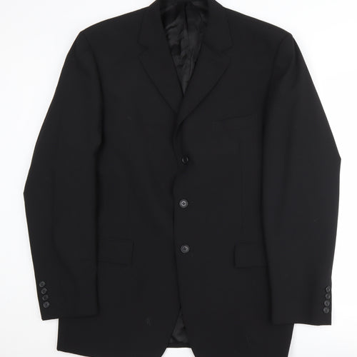 Moss Men's Black Blazer 42L, Formal Single-Breasted