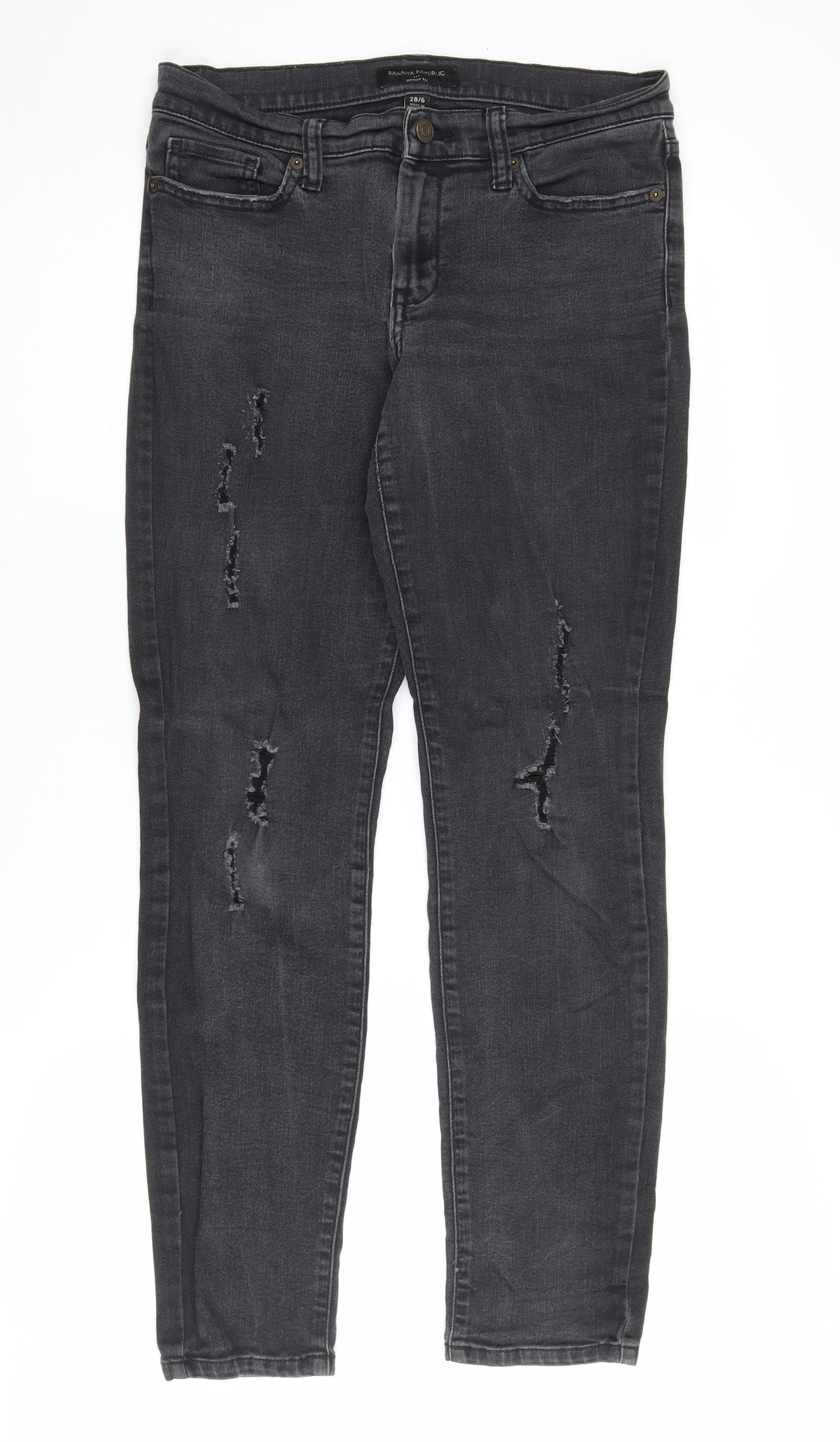 Banana Republic Women's Black Skinny Distressed Jeans Size 10