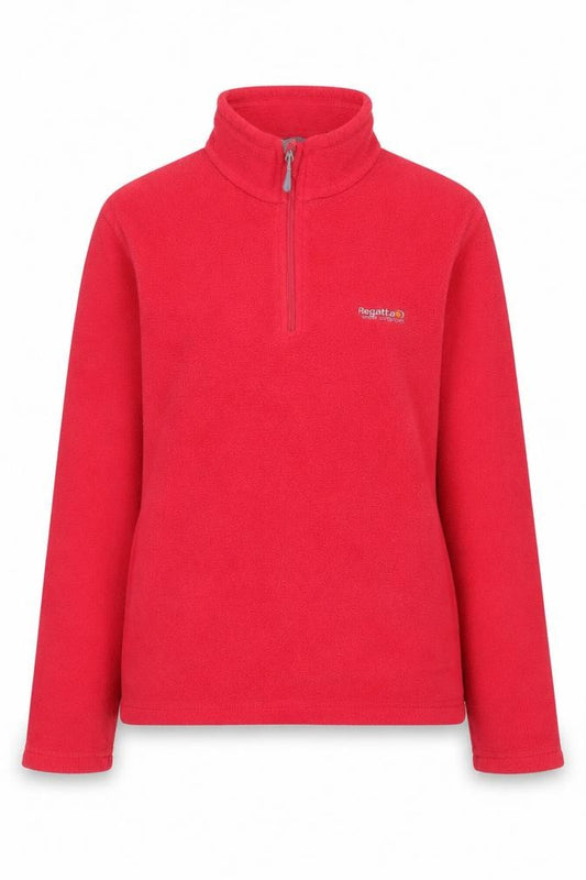 Front view of Regatta Women's Red 1/2 Zip Fleece Sweatshirt, size 10