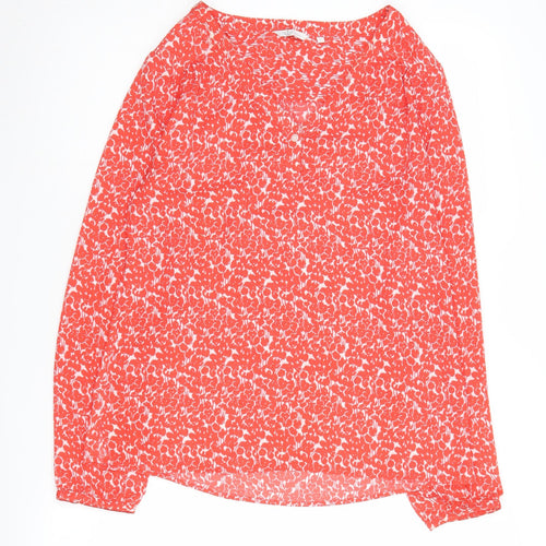 Dockers Women's Red Floral Blouse, Small, Long Sleeve