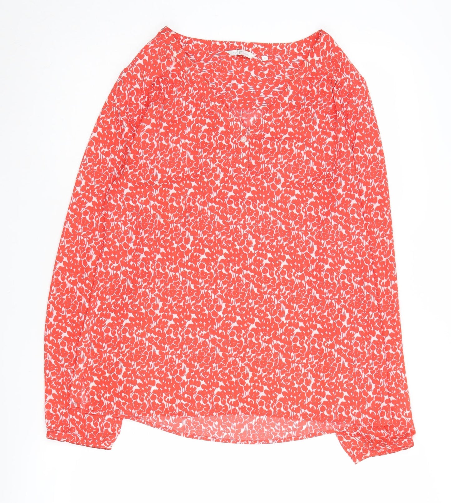 Dockers Women's Red Floral Blouse, Small, Long Sleeve