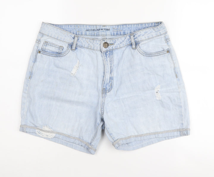 Jacqueline de Yong Women's Blue Boyfriend Denim Shorts Size 31