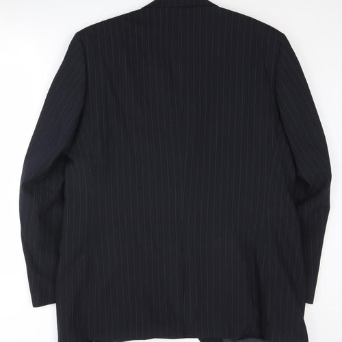CENTAUR Men's Black Striped Wool Blazer Size 46L