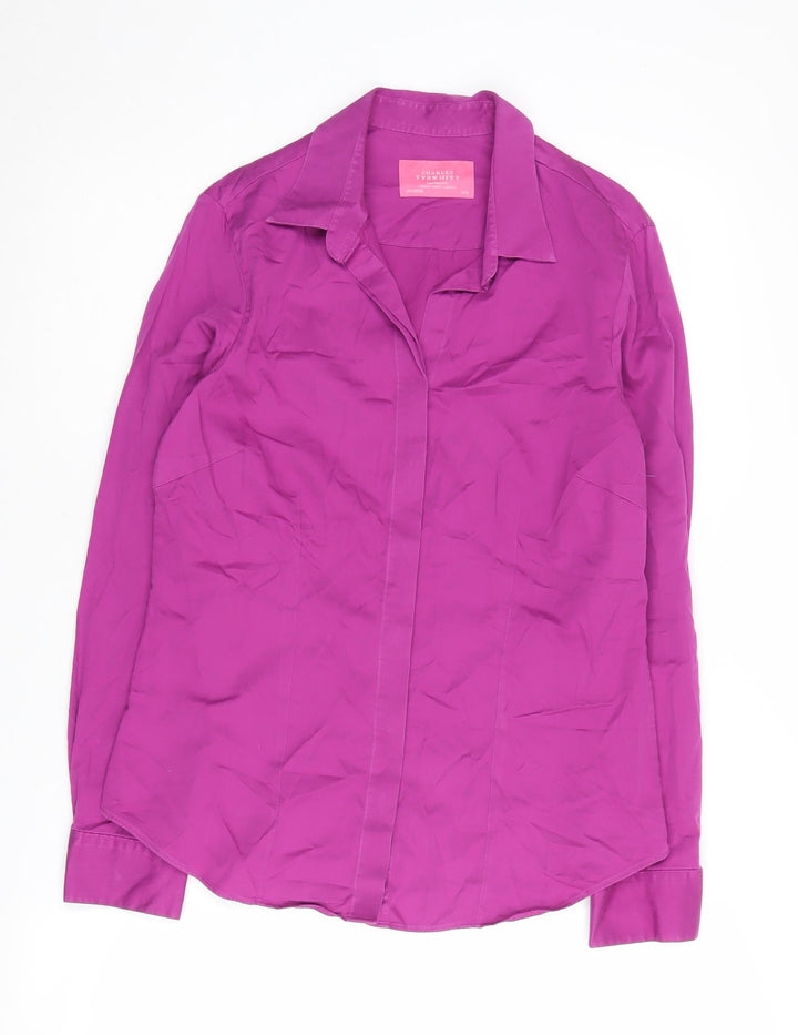 Charles Tyrwhitt Women's Purple Button-Up Shirt
