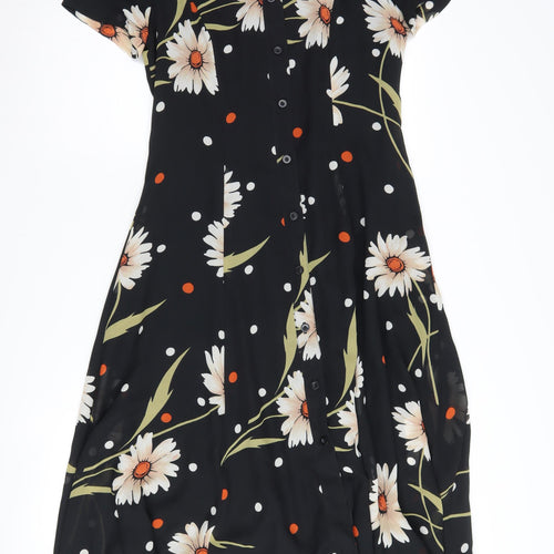 Alexon Women's Black Floral Midi A-Line Dress Size 10
