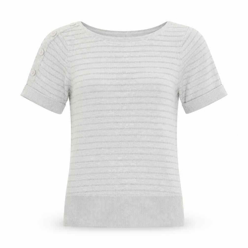Front view of Jasper Conran Women's Grey Striped Pullover, size 10