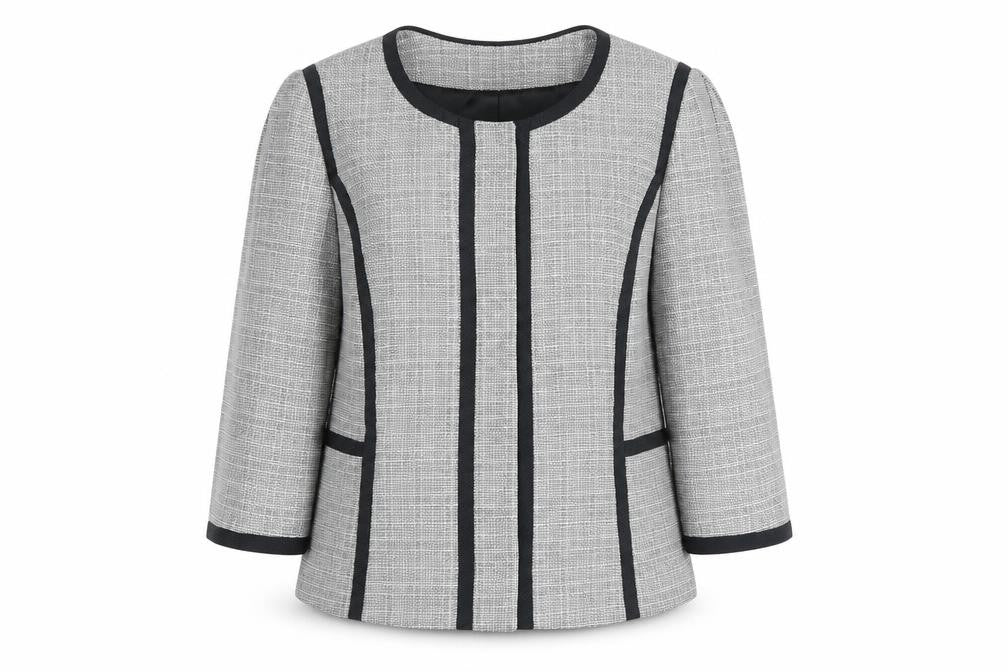 Front view of Viyella Women's Grey Petites Blazer Check, size 14
