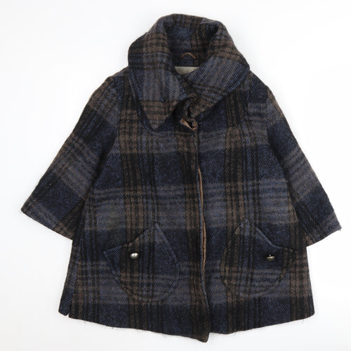 River Island Women's Plaid Overcoat, Size 12, Classic Retro